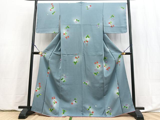 平和屋着物■上質な小紋 草花文 蛍暈し 正絹 逸品 BAAY5986yc