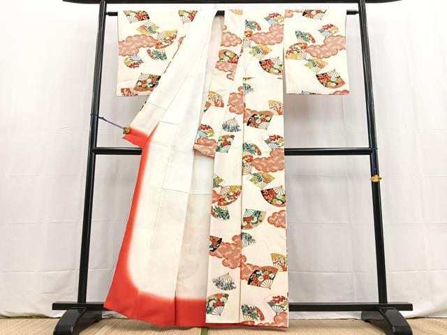 平和屋着物■上質な小紋 扇面花文 金彩 正絹 逸品 BAAY5991yc