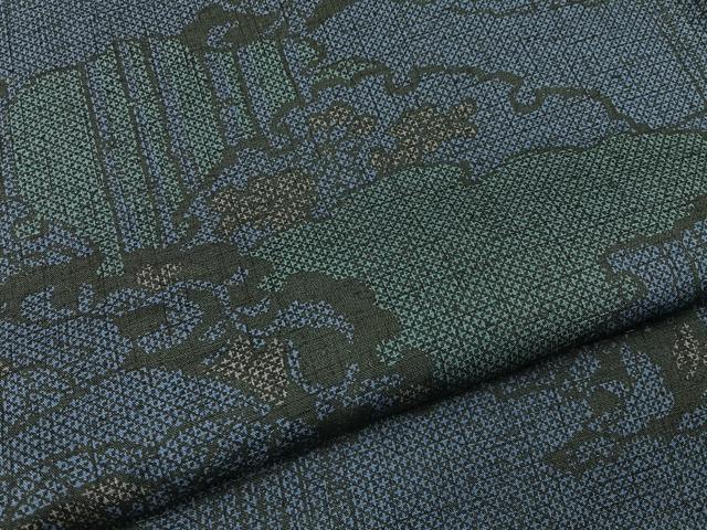 平和屋着物■本場染大島紬 雪輪重ね草花文 正絹 逸品 BAAY6002hj