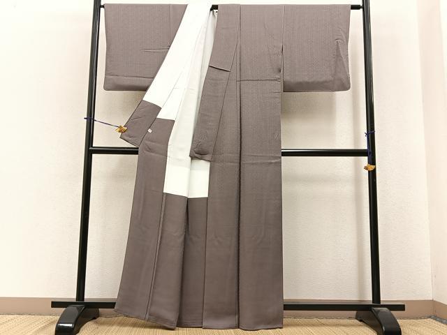 平和屋着物●上質な色無地 花地紋 江戸鼠色 正絹 逸品 BAAY6011hj