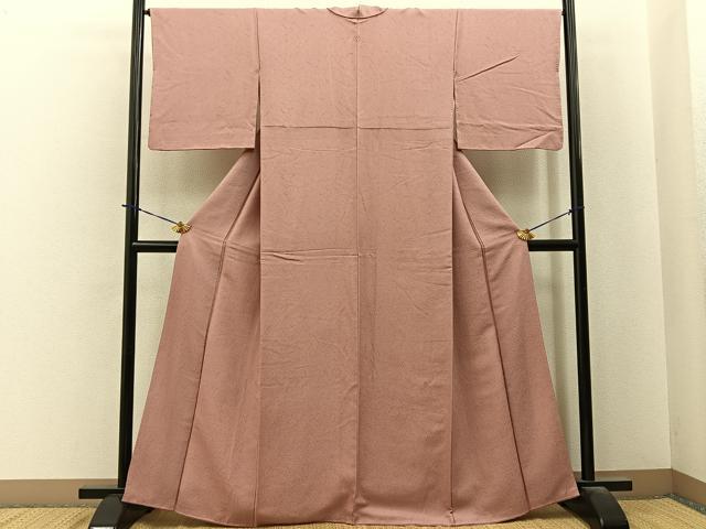 平和屋着物●上質な色無地 霞地紋 ときがら茶色 正絹 逸品 BAAY6013hj