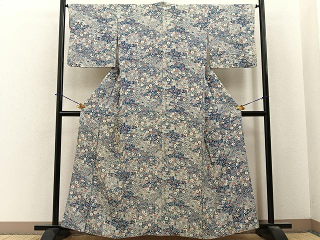 平和屋着物■上質な小紋 雲取花文 正絹 逸品 BAAY6016hj
