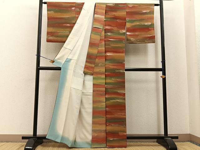 平和屋着物■上質な小紋 霞文 暈し染め 正絹 逸品 BAAY6022hj