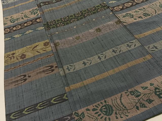 平和屋着物●上質な紬 琉球絣文様 正絹 逸品 BAAY6024hj