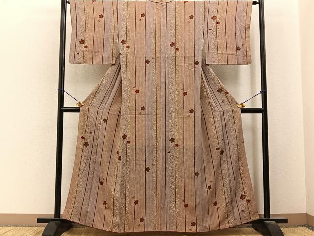 平和屋着物■上質な小紋 梅間道 金彩 正絹 逸品 BAAY6027hj