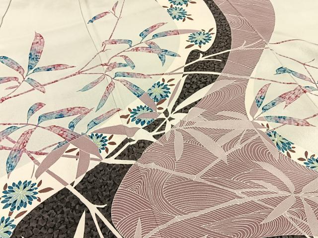 平和屋着物●訪問着 作家物 流水草花文 正絹 逸品 BAAY6030hj