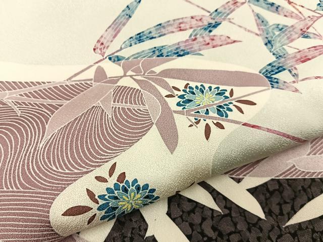 平和屋着物●訪問着 作家物 流水草花文 正絹 逸品 BAAY6030hj