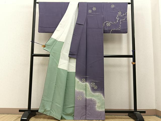 平和屋着物●訪問着 作家物 刺繍 十二単衣 暈し染め 金彩 正絹 逸品 BAAY6047hj