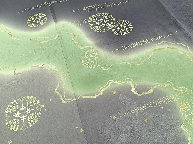 平和屋着物●訪問着 作家物 刺繍 十二単衣 暈し染め 金彩 正絹 逸品 BAAY6047hj