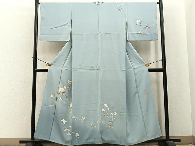 平和屋着物●京加賀友禅 百貫達雄 訪問着 枝花文 暈し染め 正絹 逸品 BAAY6048hj
