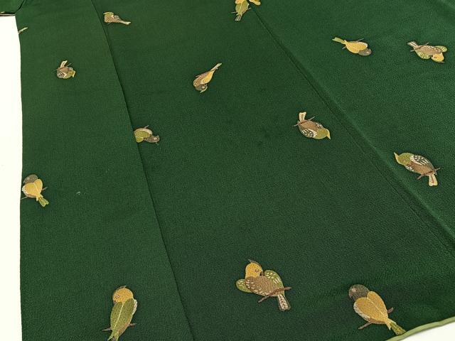 平和屋着物●上質な小紋 休み鳥 鬼しぼ縮緬 正絹 逸品 BAAY6050hj