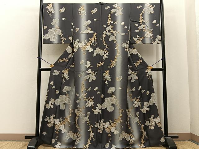 平和屋着物●上質な小紋 草花文 暈し染め 正絹 逸品 BAAY6059hj