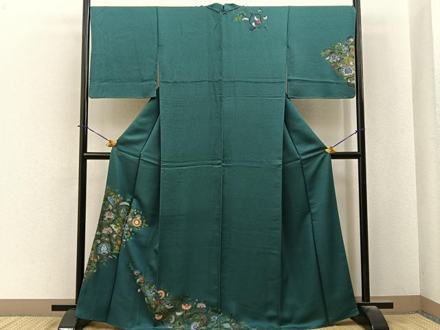 平和屋着物●訪問着 更紗花唐草文 金彩 正絹 逸品 BAAY6062hj