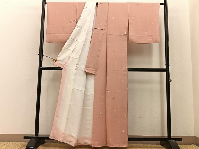 平和屋着物●上質な小紋 舞桜文 正絹 逸品 BAAY6063hj