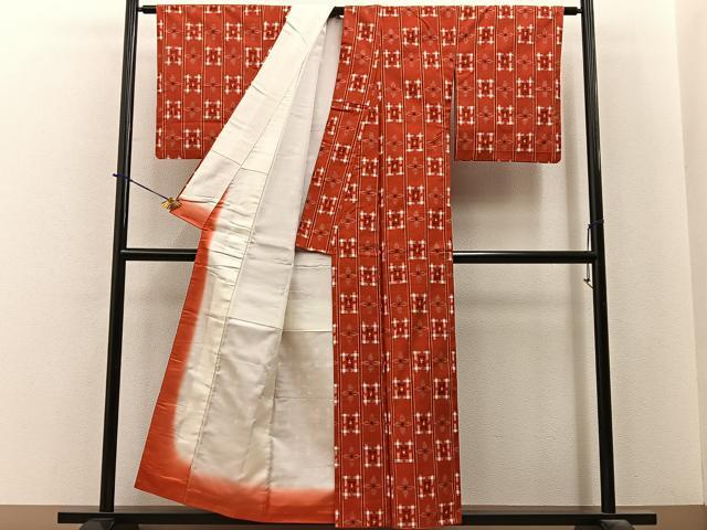 平和屋着物■上質な紬 花菱文 正絹 逸品 BAAY6064hj