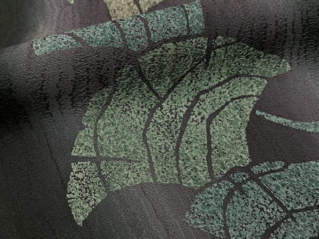 平和屋着物●訪問着 刺繍 銀杏 暈し染め 黒地 金彩 正絹 逸品 BAAY6070hj