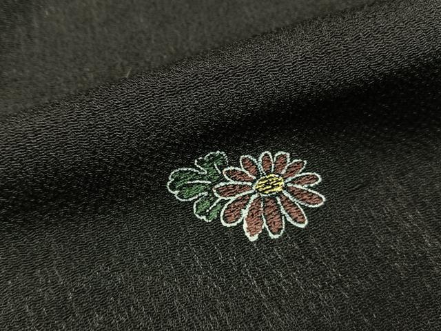 平和屋着物■上質な小紋 吹き寄せ文 黒地 金彩 正絹 逸品 BAAY6086hj