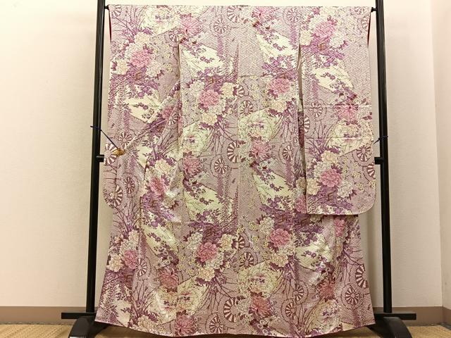 平和屋着物●豪華振袖 御所車花文 金彩 正絹 逸品 BAAY6087hj