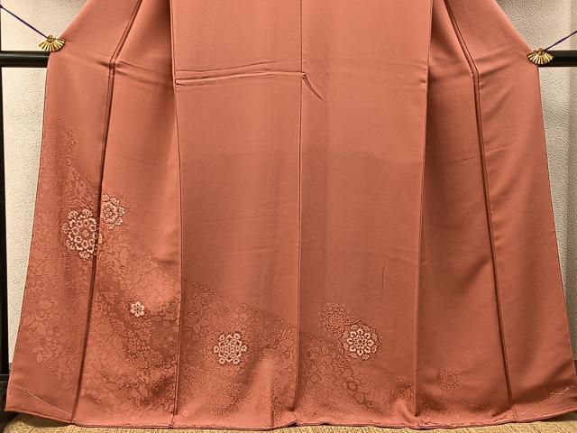 平和屋着物●無地絵羽訪問着 正倉院花文 甚三紅色 正絹 逸品 未使用 BAAY6092hj