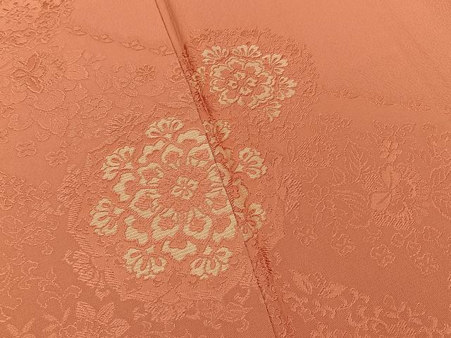 平和屋着物●無地絵羽訪問着 正倉院花文 甚三紅色 正絹 逸品 未使用 BAAY6092hj