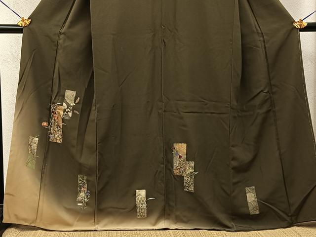 平和屋着物●訪問着 刺繍 短冊秋草文 暈し染め 金彩 正絹 逸品 BAAY6102hj