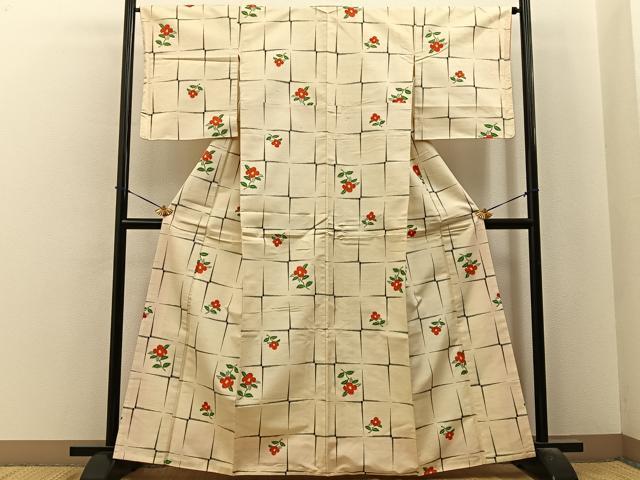 平和屋着物■上質な紬 椿 正絹 逸品 BAAY6122hj