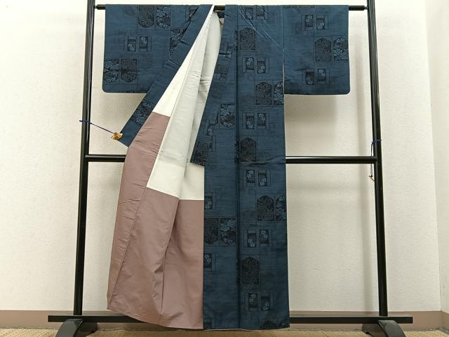 平和屋着物■上質な紬 草花文 正絹 逸品 BAAY6128hj