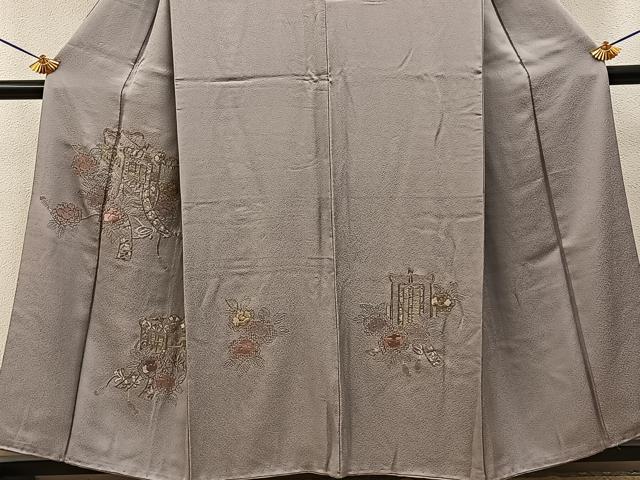 平和屋着物■中国三大刺繍 スワトウ相良刺繍 訪問着 総刺繍 御所車花文 金糸 正絹 逸品 BAAY6130hj