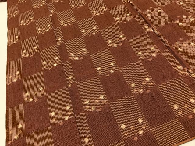 平和屋着物■上質な紬 市松あられ文様 正絹 逸品 BAAY6132hj