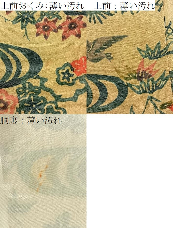 平和屋着物■上質な小紋 型染め 花鳥文 正絹 逸品 BAAY6133hj