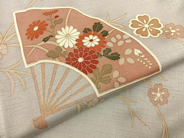 平和屋着物●訪問着 流水扇面花文 暈し染め 金彩 正絹 逸品 BAAY6137hj