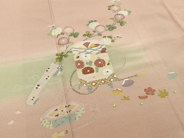 平和屋着物●訪問着 友禅 作家物 貝桶花文 暈し染め 正絹 逸品 BAAY6138hj