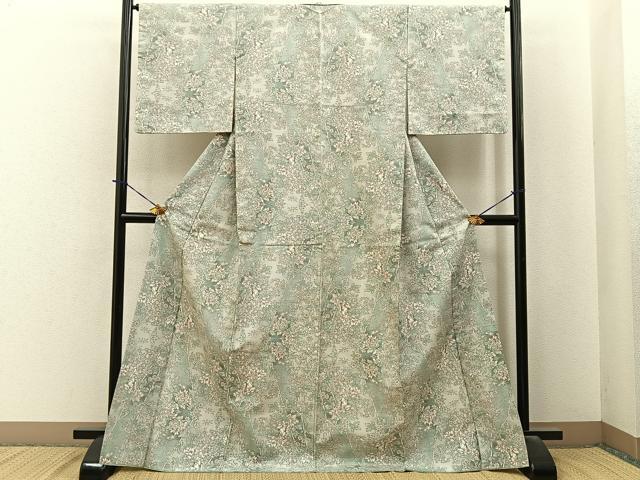 平和屋着物■上質な紬 草花文 正絹 逸品 BAAY6139hj