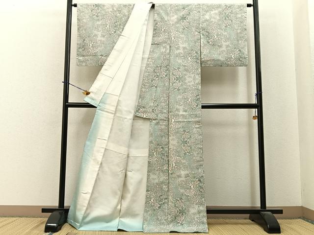 平和屋着物■上質な紬 草花文 正絹 逸品 BAAY6139hj