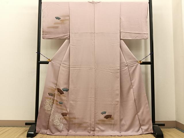 平和屋着物●訪問着 地紙秋草文 暈し染め 金彩 ロング丈 正絹 逸品 BAAY6140hj
