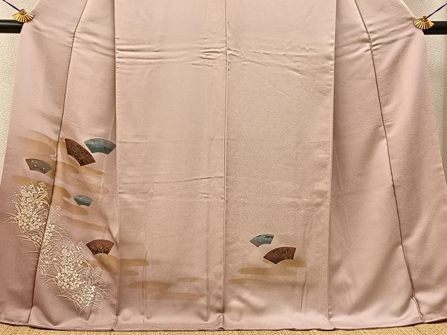 平和屋着物●訪問着 地紙秋草文 暈し染め 金彩 ロング丈 正絹 逸品 BAAY6140hj