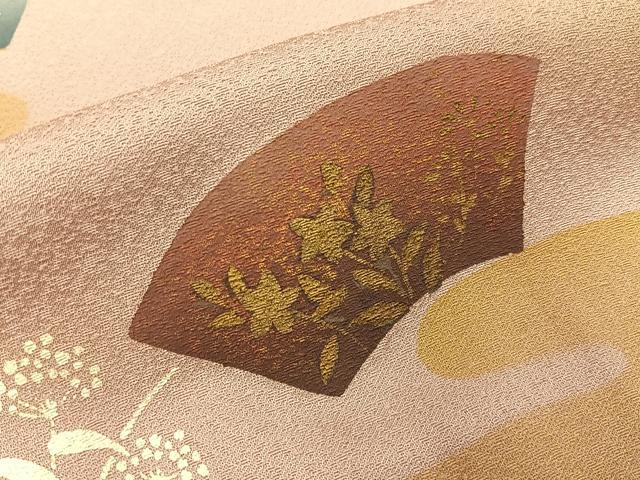 平和屋着物●訪問着 地紙秋草文 暈し染め 金彩 ロング丈 正絹 逸品 BAAY6140hj