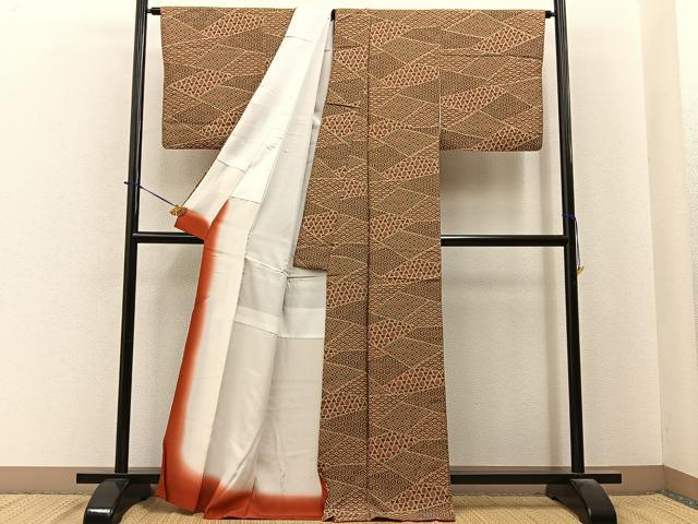 平和屋着物■上質な小紋 切嵌有職文 正絹 逸品 BAAY6143hj