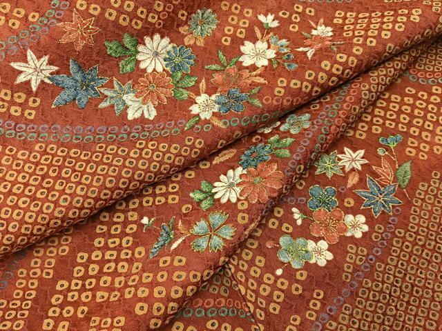 平和屋着物■上質な小紋 鹿の子草花文 金彩 正絹 逸品 BAAY6144hj