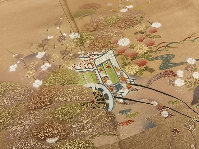 平和屋着物●豪華色留袖 松竹梅 流水御所車文 暈し染め 金彩 正絹 逸品 未使用 BAAY6147hj