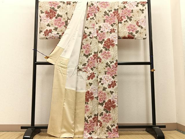 平和屋着物●上質な小紋 花尽くし 鬼しぼ縮緬 正絹 逸品 BAAY6148hj