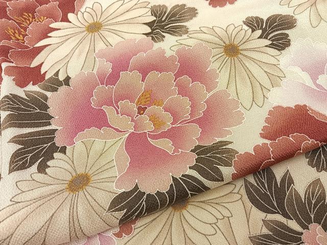 平和屋着物●上質な小紋 花尽くし 鬼しぼ縮緬 正絹 逸品 BAAY6148hj