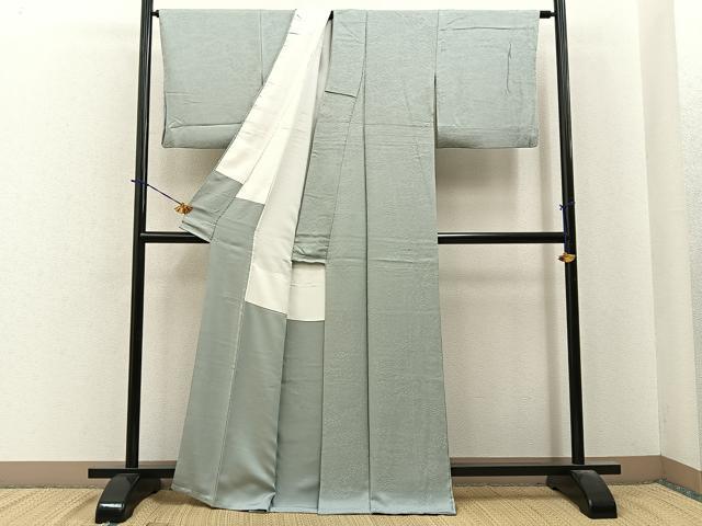 平和屋着物●上質な色無地 御所解地紋 柳鼠色 正絹 逸品 BAAY6153hj