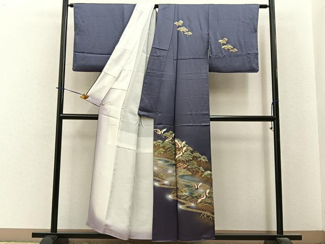 平和屋着物■訪問着 飛鶴浜松文 暈し染め 金彩 さが美扱い 正絹 逸品 BAAY6160hj