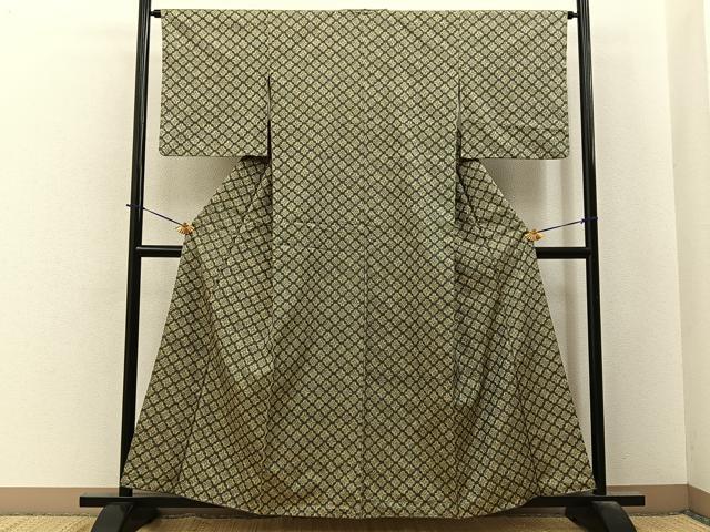 平和屋着物■上質な紬 花菱文 正絹 逸品 BAAY6161hj