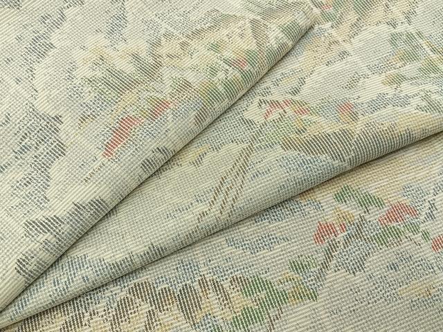 平和屋着物■上質な紬 風景文 正絹 逸品 未使用 BAAY6164hj