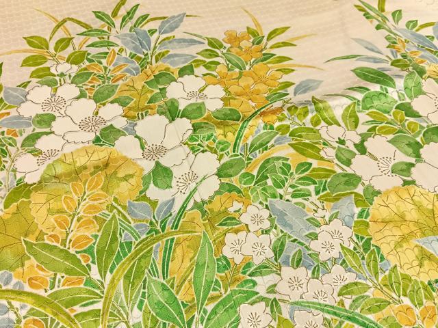 平和屋着物■訪問着 草花文 暈し染め 金彩 正絹 逸品 BAAY6166hj