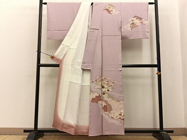 平和屋着物■訪問着 刺繍 道長草花文 暈し染め 正絹 逸品 BAAY6167hj