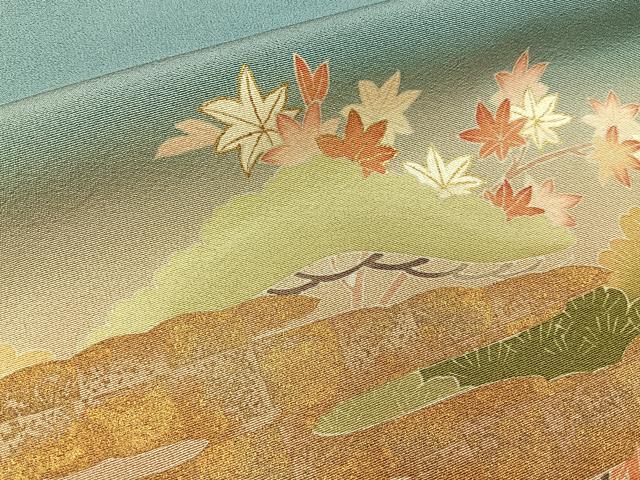 平和屋着物●訪問着 雲隠れ草花文 暈し染め 金彩 正絹 逸品 未使用 BAAY6172hj
