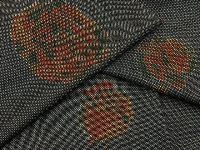 平和屋着物●本場大島紬 7マルキ 薔薇 正絹 逸品 BAAY6175hj